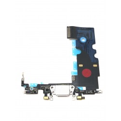 Connecteur de charge de qualité original blanc pour iPhone 8 Argent - Présentation avant