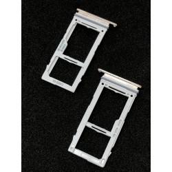 Tiroir de carte double SIM et carte SD Blanc Céramique ORIGINAL pour SAMSUNG Galaxy S10+ - G975F - Présentation avant / arrière