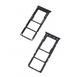 Tiroir de carte double SIM et carte SD Noir ORIGINAL pour SAMSUNG Galaxy A10 - A105F - Présentation avant / arrière