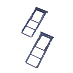 Tiroir de carte double SIM et carte SD Bleu ORIGINAL pour SAMSUNG Galaxy A10 - A105F - Présentation avant / arrière