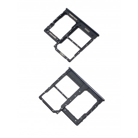 Tiroir de carte double SIM et carte SD Noir ORIGINAL pour SAMSUNG Galaxy A40 - A405F - Présentation avant / arrière