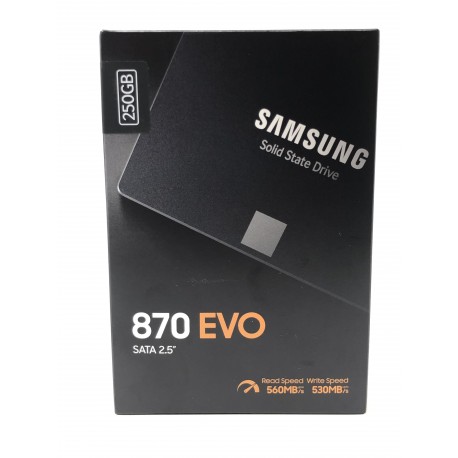 SSD Samsung 870 EVO 2.5p de 250GB - Présentation de l'emballage avant